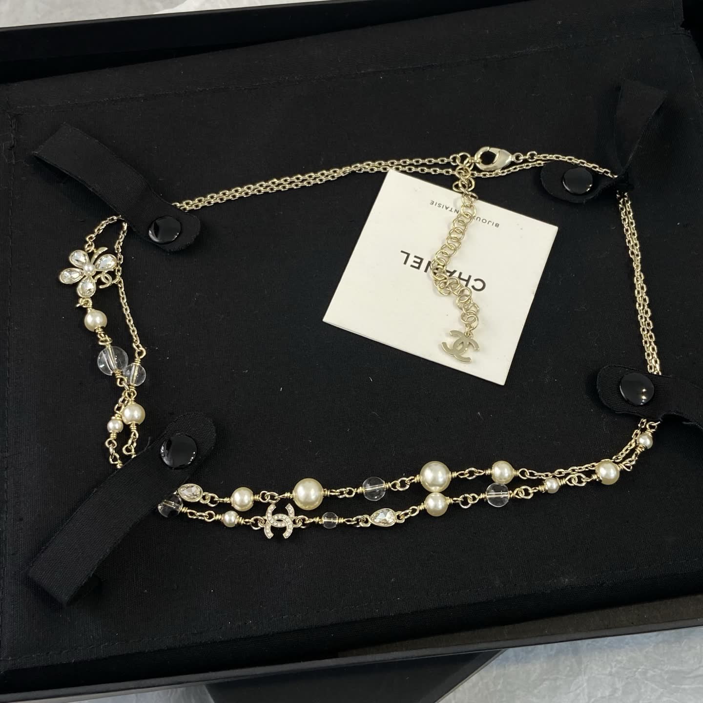 Chanel Gold-Tone Pearl and Crystal Necklace Chanel Gold-Tone Pearl and Crystal Necklace